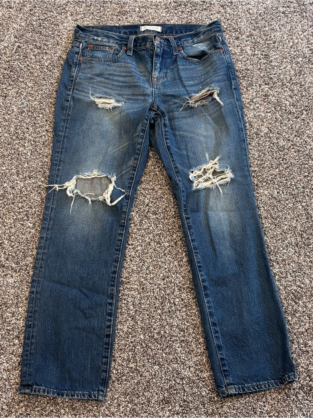 Madewell Women's Boyjean Jeans, Size 26, Blue, Relaxed Fit, 100% Cotton